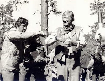 Wayne and Rydell, above, on the set of The Cowboys.